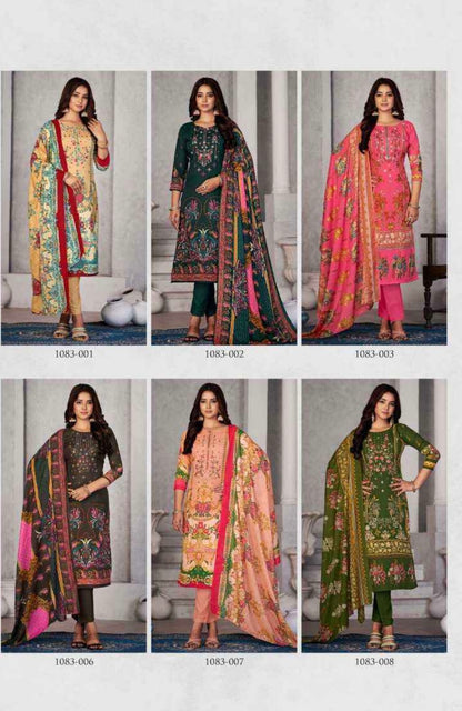 Soft Cotton Embroidered Suit Set with Swarovski Work and Mal Mal Dupatta for Women