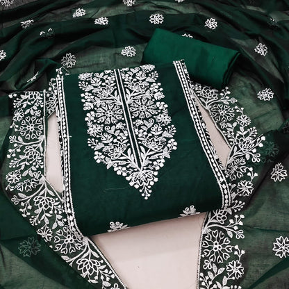 Unstitched Modal Embroidered Dress Material with Santoon Inner & Bottom and Modal Embroidered Dupatta