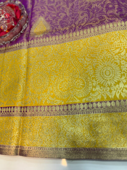 Pure Soft Silk Saree with Rich Zari Weaving and Multicolor Thread Work, Running Silk Blouse