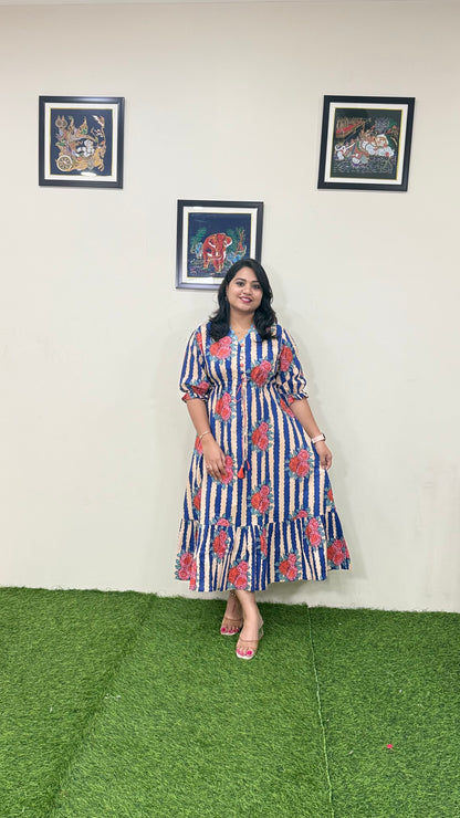 Premium Cotton Tunnel Tunic Midi Dress with Lace Detailing – Women’s Ethnic-Fusion Wear (Sizes 38 to 44)