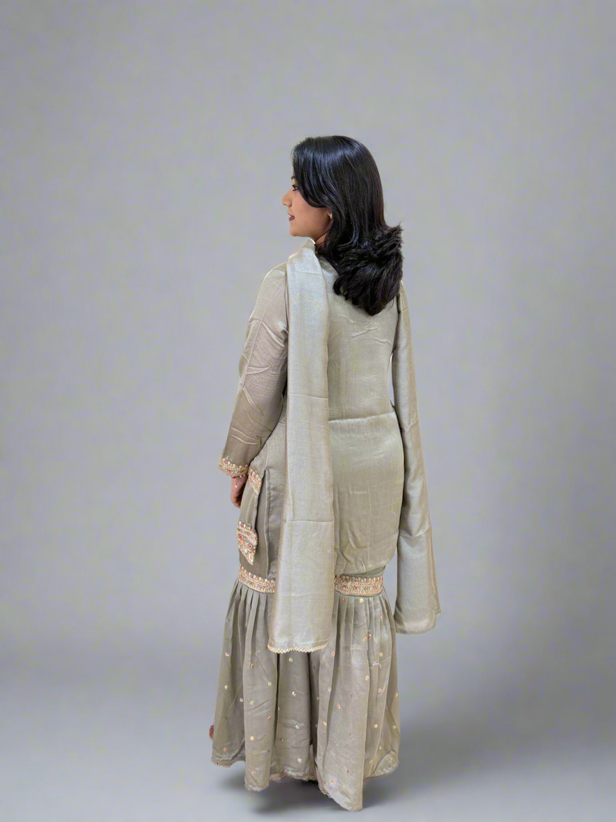 Vichitra Silk Ethnic 3-Piece Set with Embroidered Dupatta – Available in L and XL Sizes