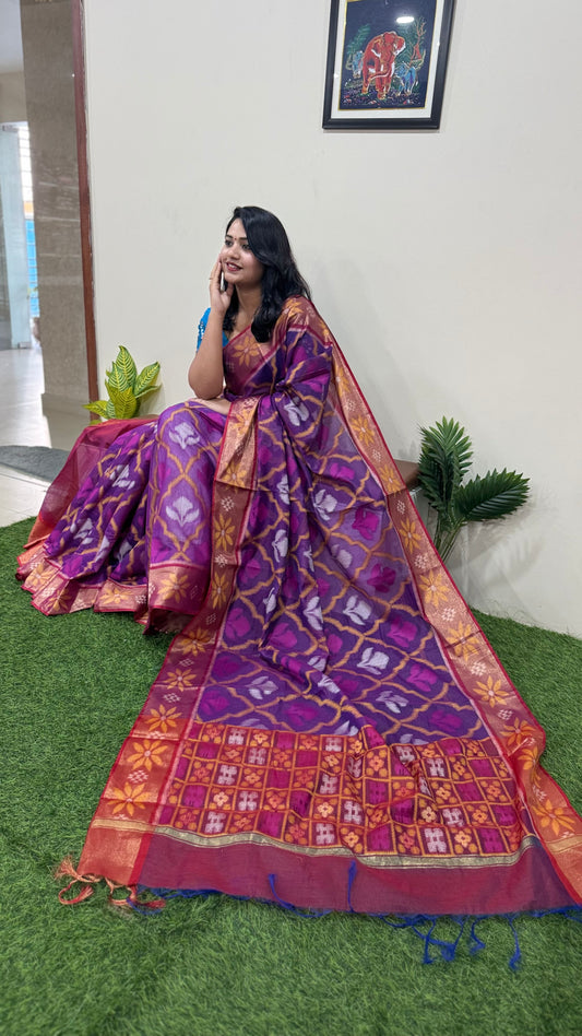 Pochampally Pure Cotton Saree for Women with Traditional Ikat Weave and Blouse Piece – Multiple Colors