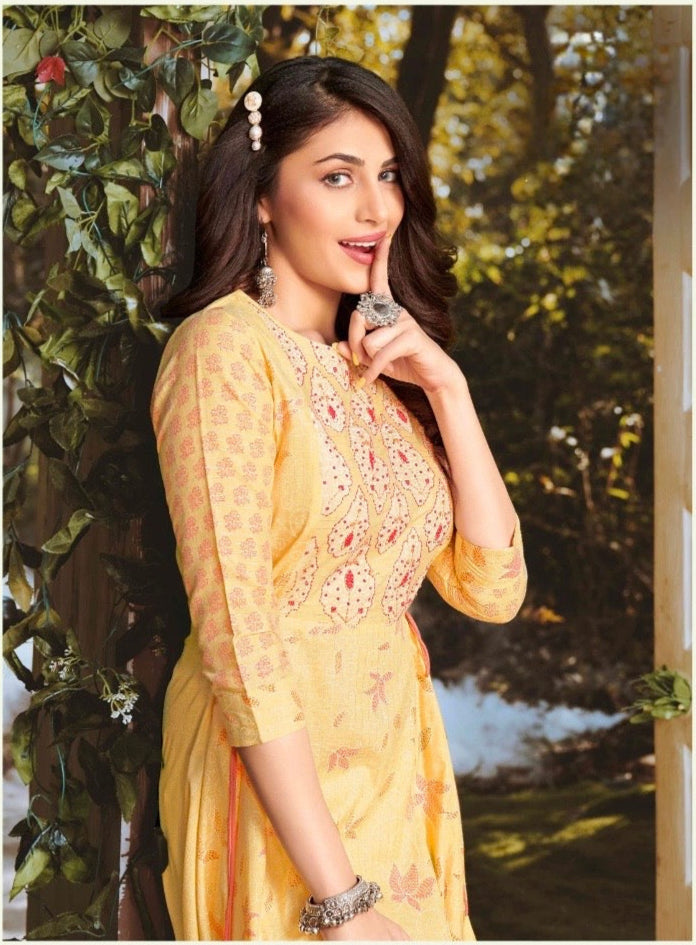 Viscose Lurex Block Print Midi Dress with Katha Work – Women’s Plus Size Casual Wear (XXL, 3XL)