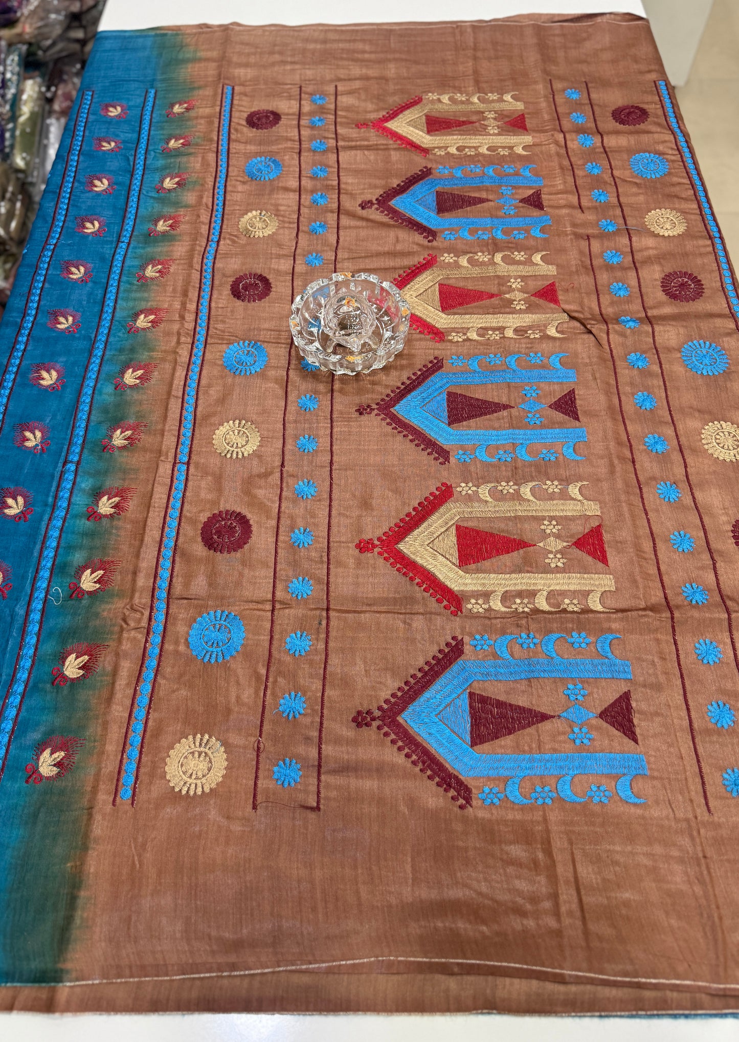 Pure Tussar Munga Silk Saree with Dolabadi Embroidery Work – Silk Mark Certified Handloom Saree