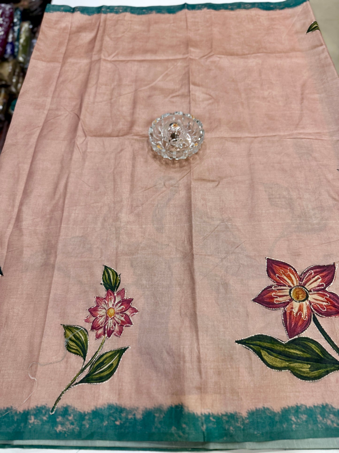 Assam silk saree for women with aari embroidery and paithani motifs, festive wear saree with blouse