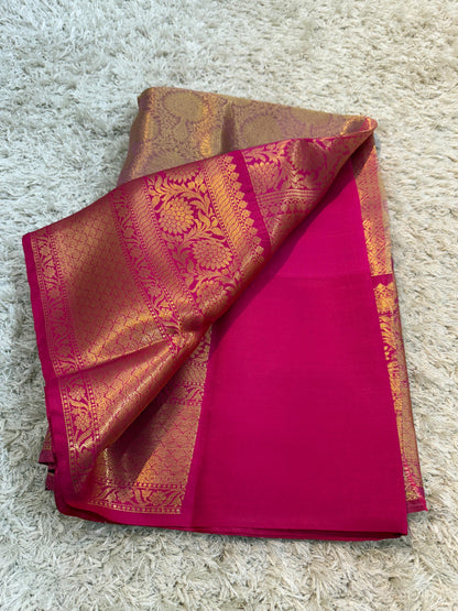 Banarasi Zari Tanchui Kanchipuram Soft Silk Saree with Rich Pallu and Brocade Blouse