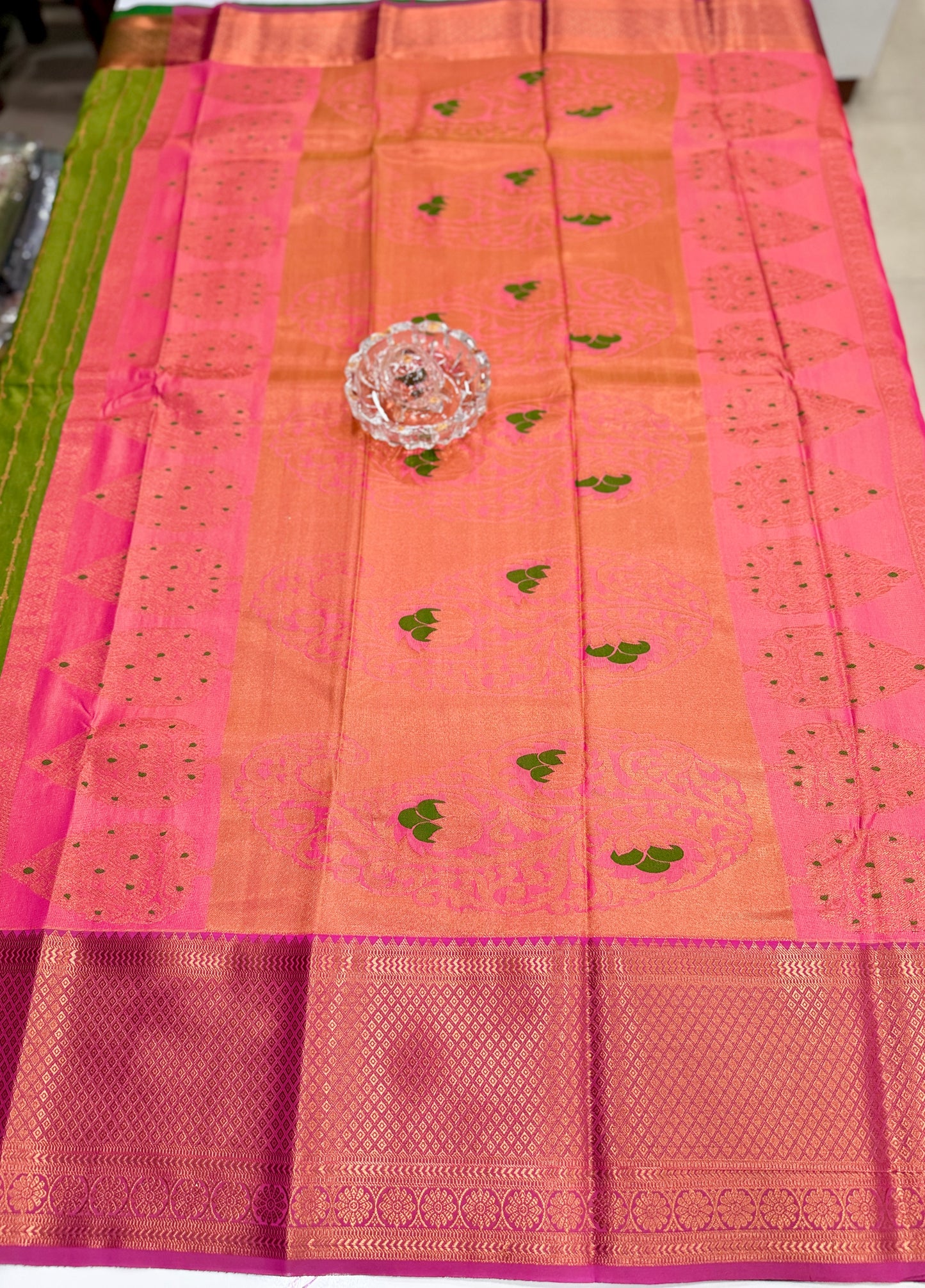Dharmavaram Silk Saree with Intricate Meena Work and Blouse Piece for Women