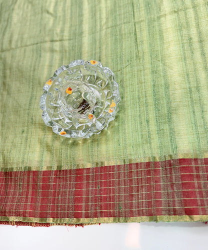 Handloom Style Katan Silk Saree with Red Zari Border – Elegant Office & Festive Wear Saree for Women