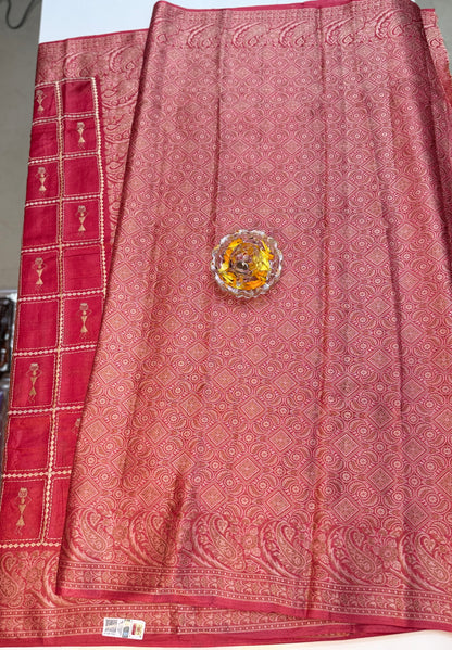 Pure Tussar Silk Jamdani Saree with Multicolor Zari Buta and Rich Pallu – Silk Mark Certified