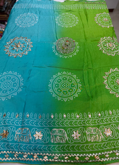 Pure Modal Silk Saree with Embroidered Border and Matching Blouse