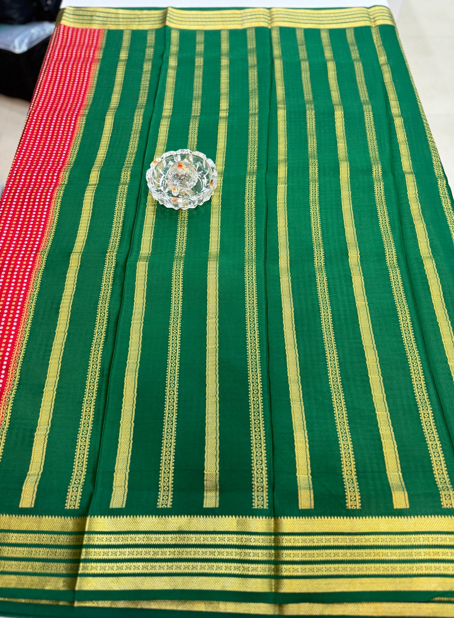 Pure Crepe Mysore Silk Saree for Women – 120 Gram, Zari Lines Design, Silk Mark Certified with Blouse Piece