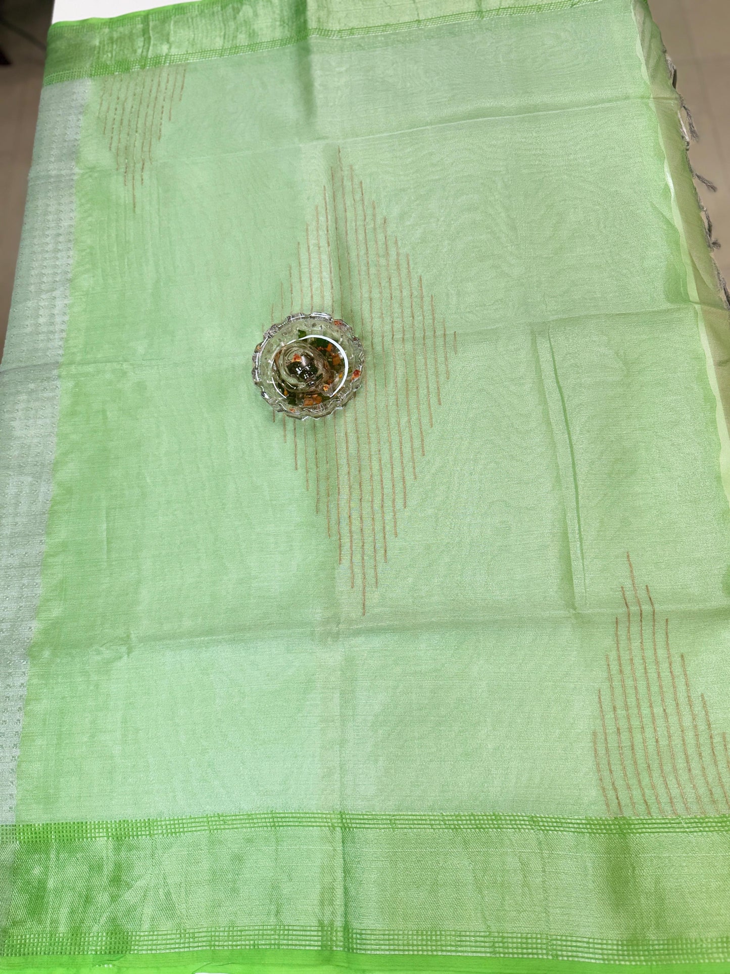 Pure Tussar Tissue Silk Saree with Contrast Border and Blouse Piece – Silk Mark Certified