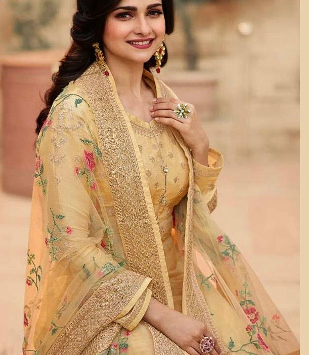 Embroidered Dola Silk Suit Set with Net Dupatta for Women – Wedding and Festive Wear