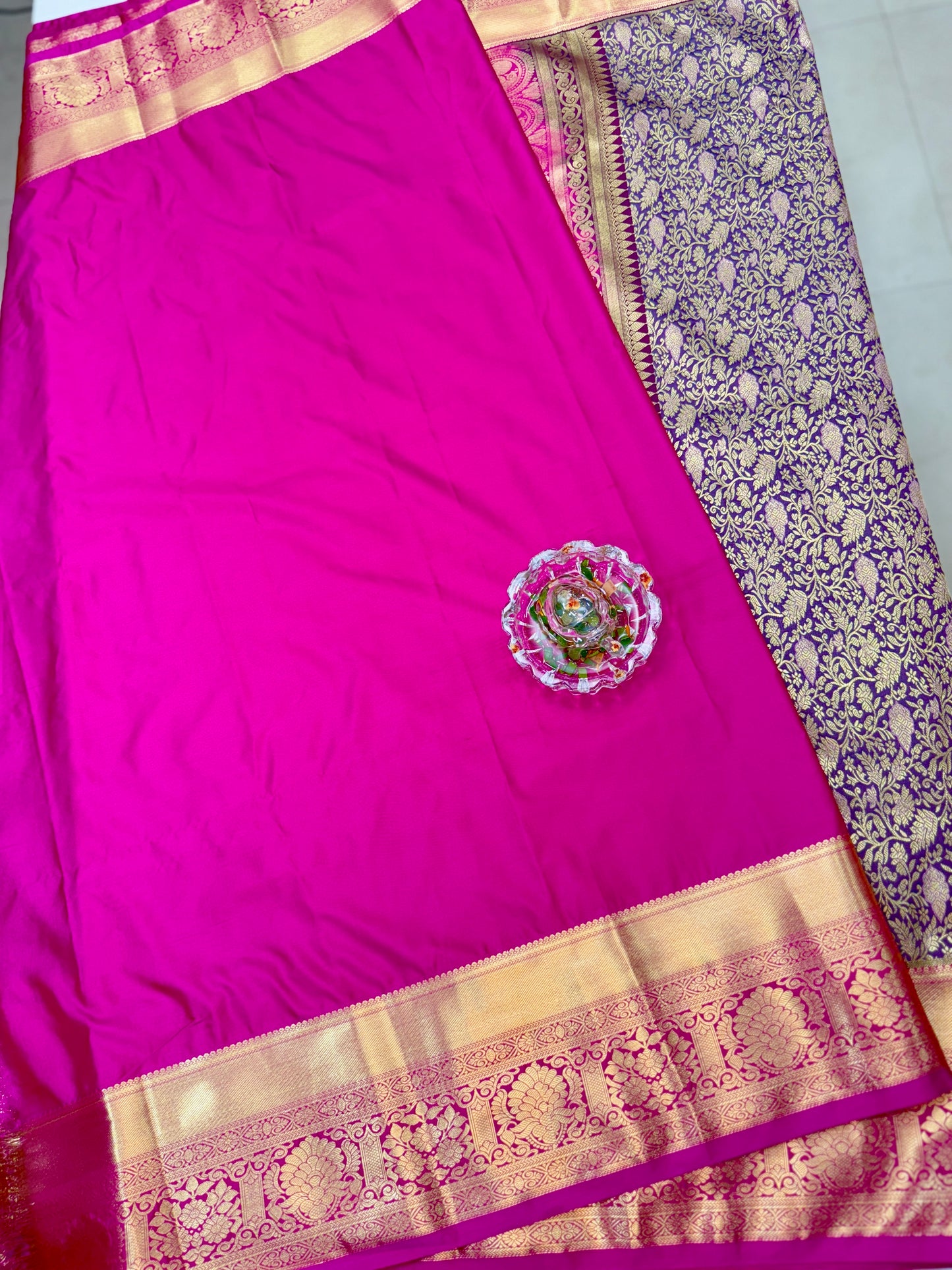 Semi Kanchi Pattu Brocade Saree with Zari Weaving and Contrast Border – Festive Wear