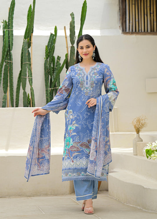 Cotton Kurta Pant Dupatta Set for Women with Detailed Work – 3-Color Ethnic Suit (M to 3XL)