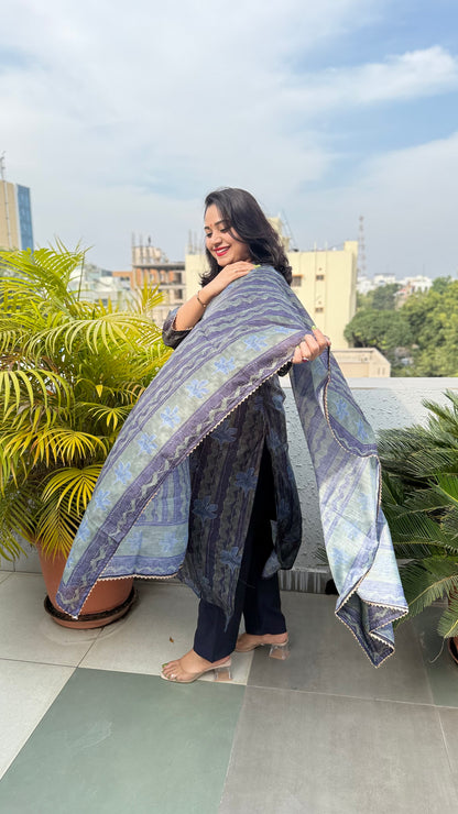 Women's Chanderi Silk 3-Piece Suit Set with Dupatta – Sizes 36 to 46