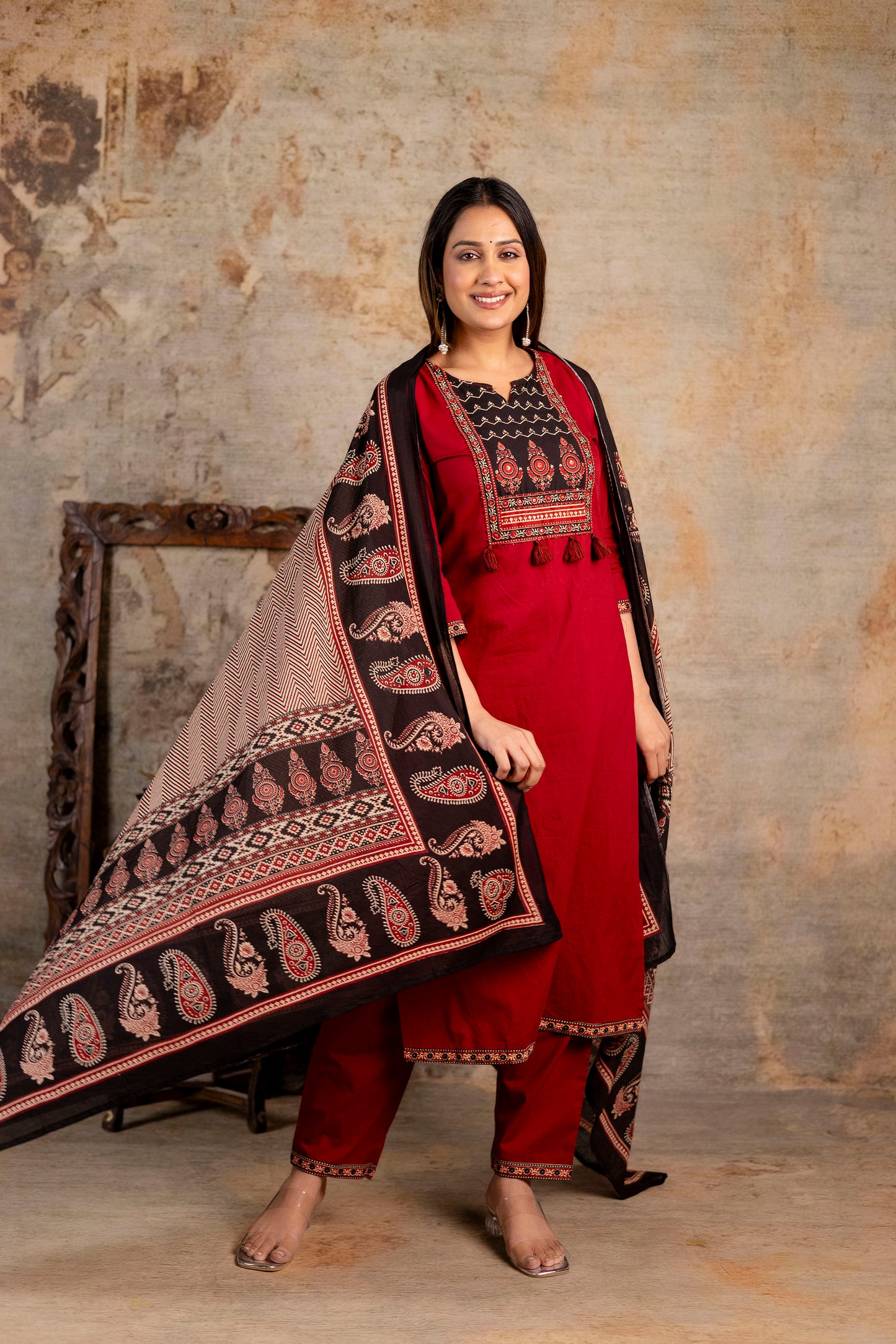 Pure Cotton Printed Kurti Pant Dupatta Set for Women
