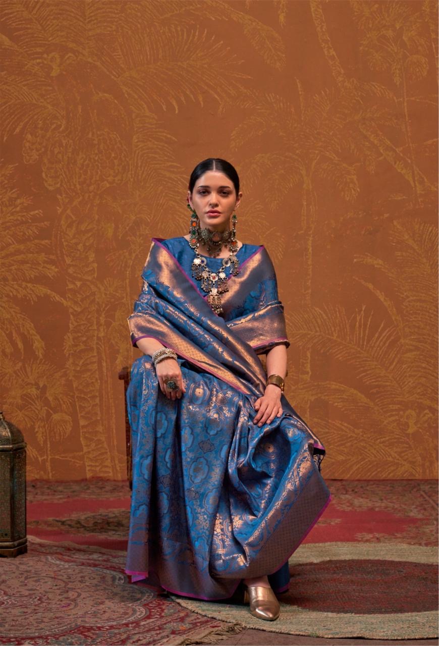 Handloom style Silk Saree with Intricate Weaving and Blouse Piece – Festive and Wedding Wear