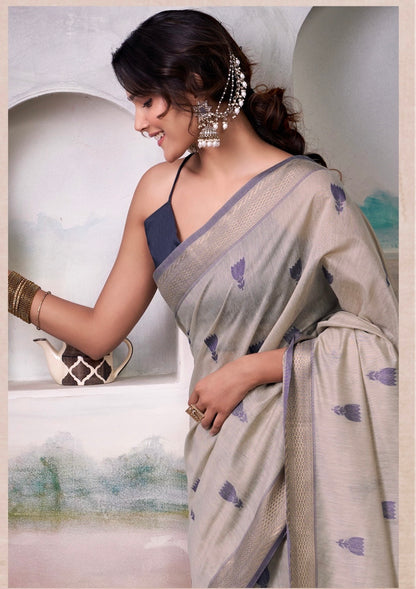modal cotton saree with zari-style motifs and contrast border – breathable ethnic wear for women