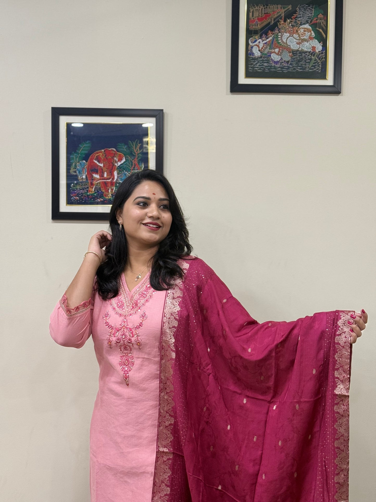 Viscose Embroidered 3-Piece Suit Set with Jacquard Dupatta – XL to 3XL