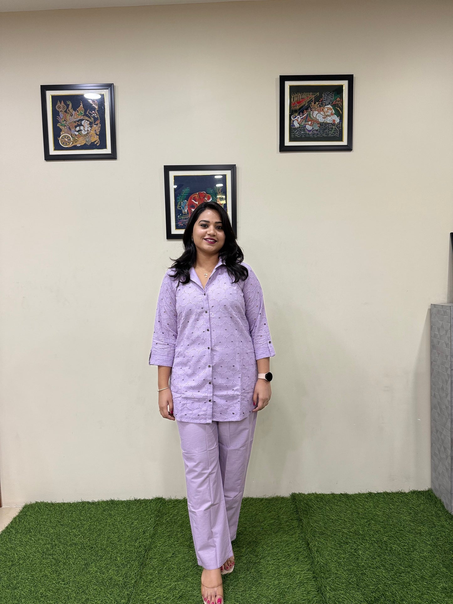 Women's Shifli Cotton Kurta Set with Matching Bottom in Soft Pastel Shades