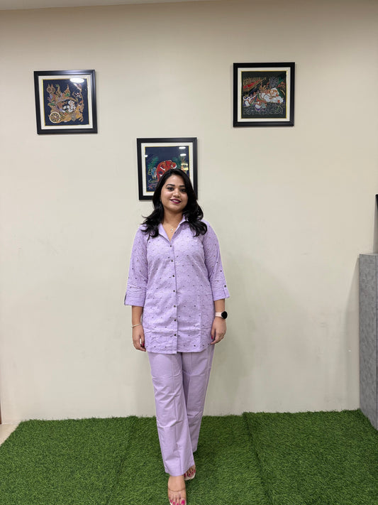 Women's Shifli Cotton Kurta Set with Matching Bottom in Soft Pastel Shades