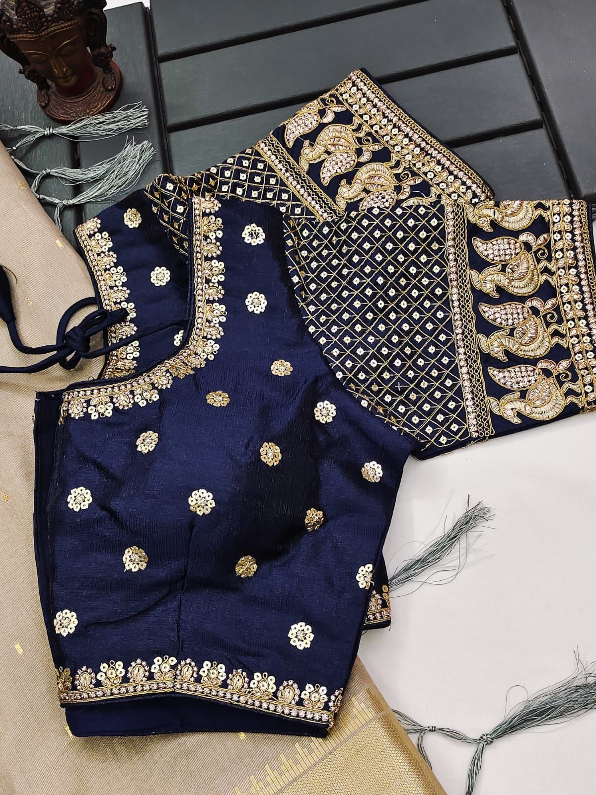 Soft Tissue Silk Saree with Small Butti Design, Embroidered Blouse up to Size 42 or Plain Silk Blouse