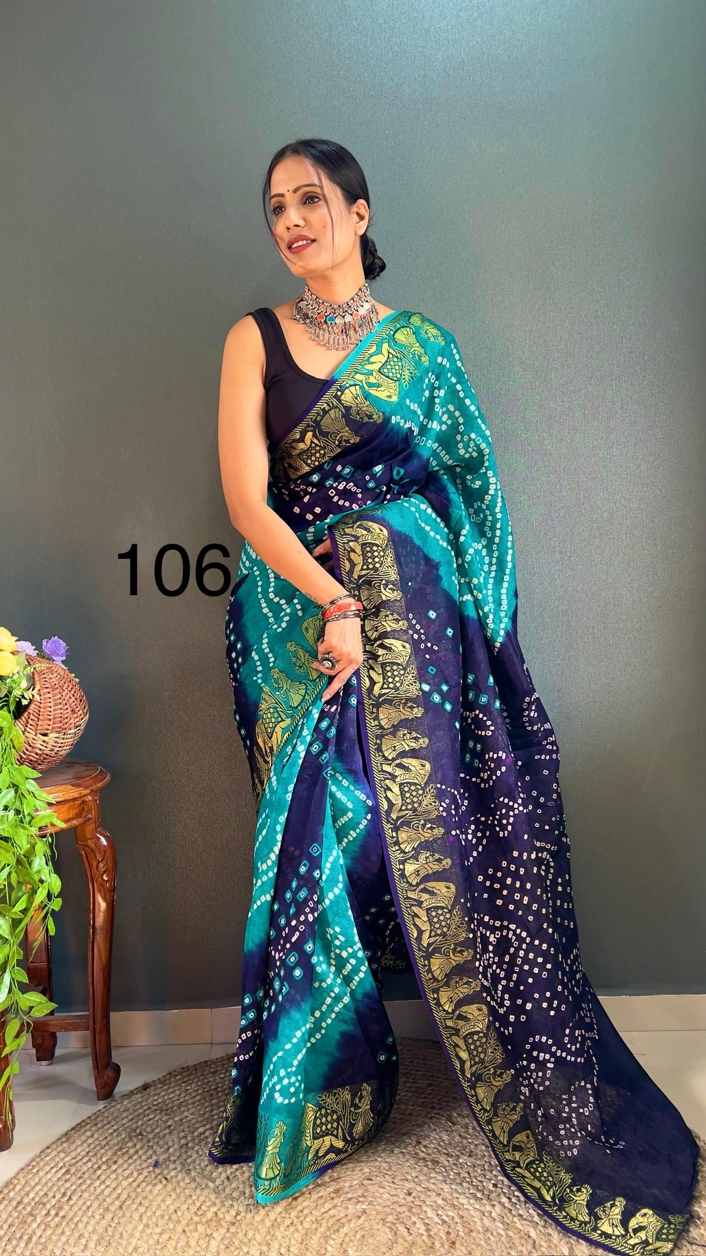 Art Silk Bandhani Saree with Hand Bandhej Work and Running Blouse – Festive Wear for Women