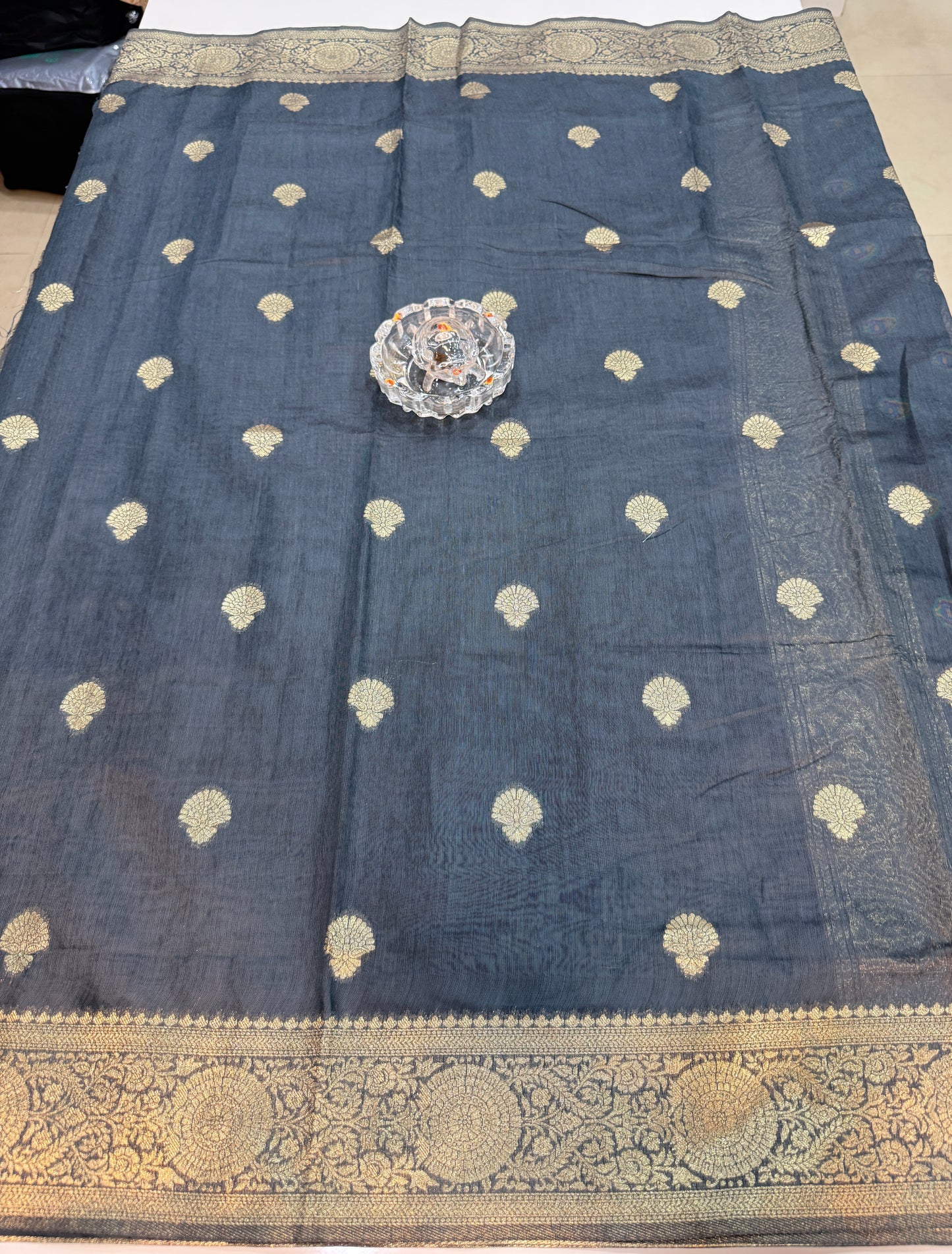 Modal silk saree with woven buttas and peacock pallu for women