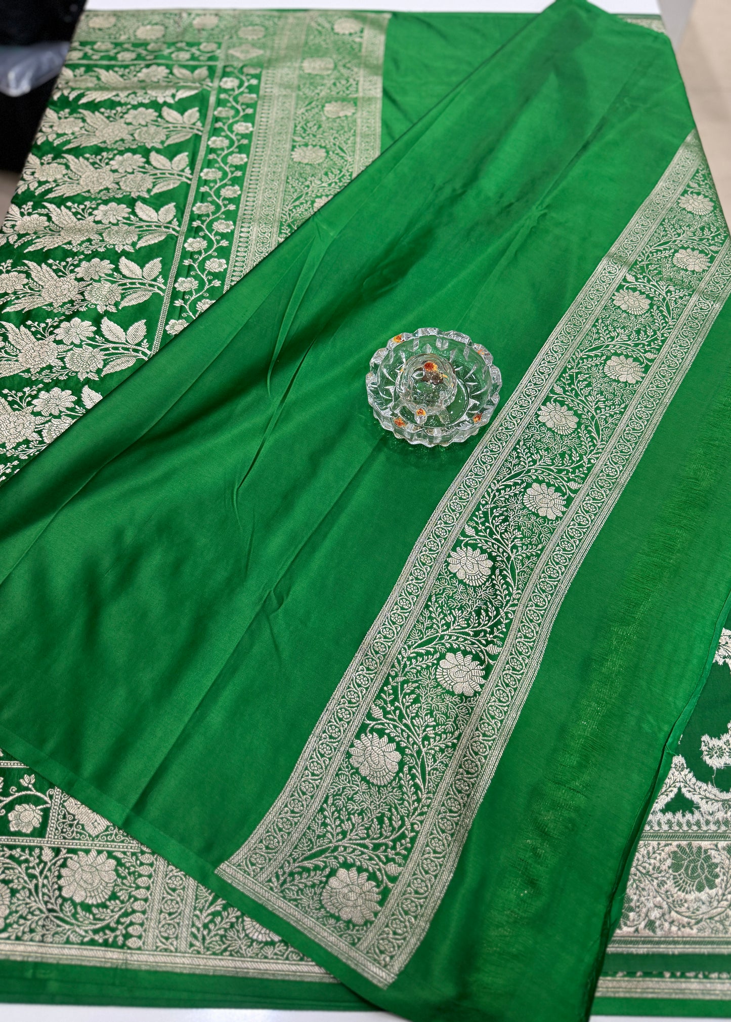 Mashru katan silk saree for women with Banarasi-style zari weaving and contrast brocade blouse piece