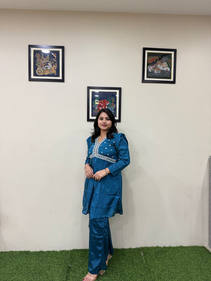 Women's Pure Chinnon 2-Piece Co-ord Set with Lining for Wedding and Festive Wear