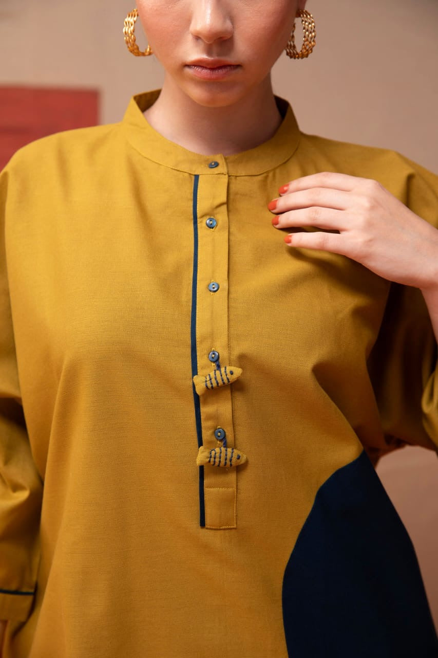 Cotton Applique Co-Ord Set for Women with Fish Button Detailing – Artistic Ethnic Wear (M to XXL)