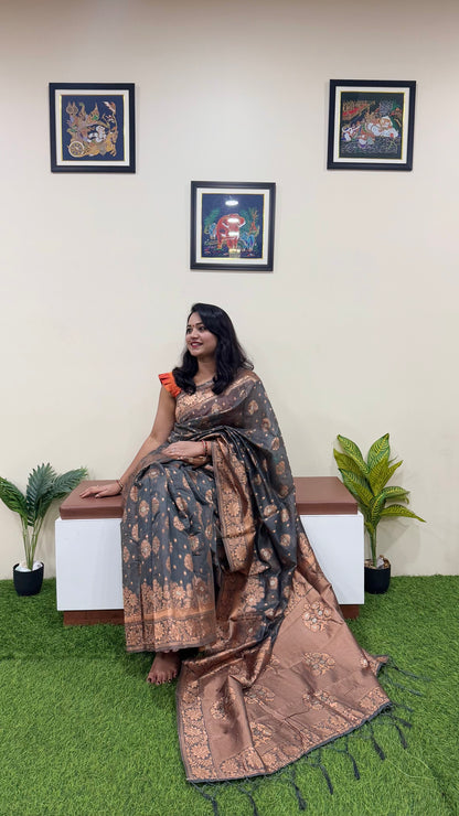 Semi-Chanderi Silk Woven Saree with Zari Border – Traditional Wear Saree for Women