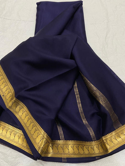 Pure Crepe Mysore Silk Saree for Women – Silk Mark Certified Lightweight Traditional Saree