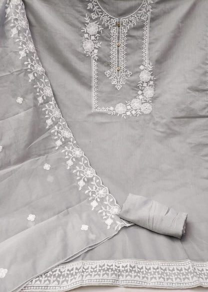 Unstitched Modal Embroidered Dress Material with Santoon Inner & Bottom and Chanderi Embroidered Dupatta
