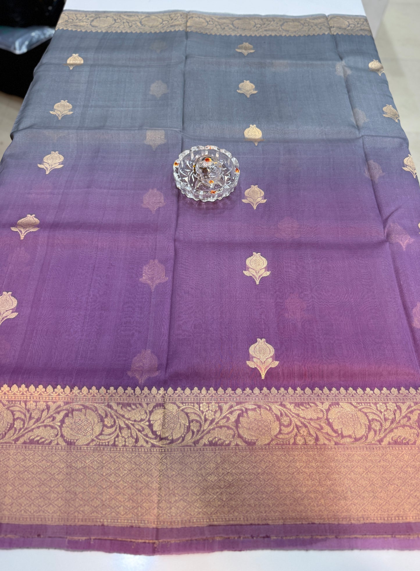 Banarasi handloom pure kora organza saree with kaduwa zari weaving and silkmark certified blouse
