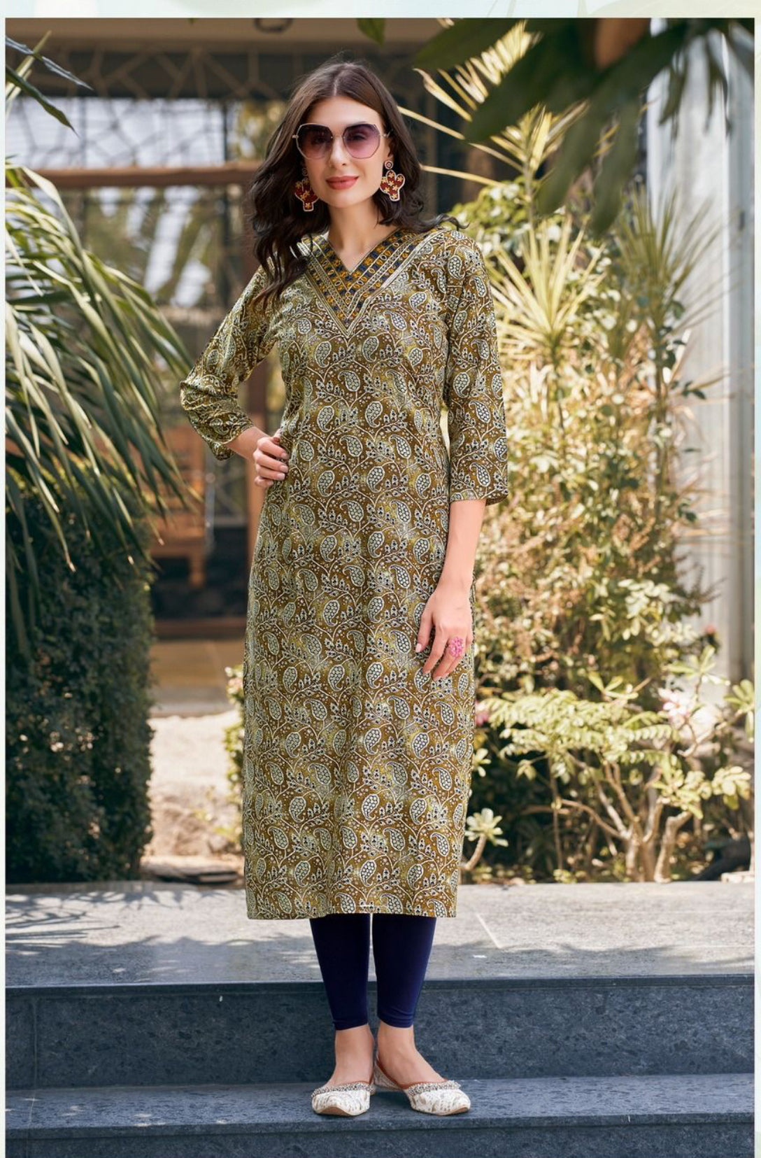 Heavy Rayon Foil Print Kurti with Heavy Sequence Work – Sizes S to 4XL