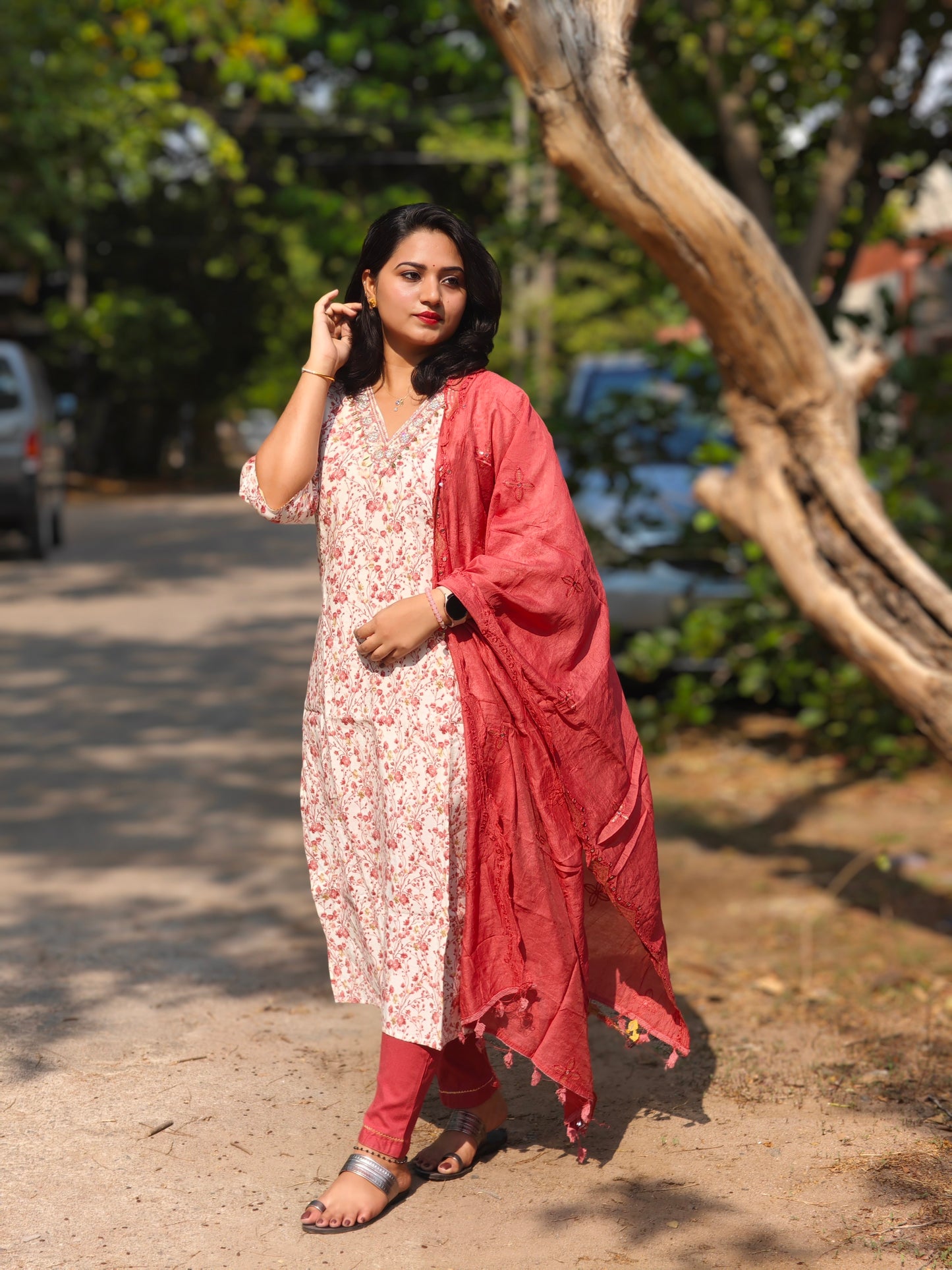 Handcrafted Modal Silk Kurti with Pant & Heavy Work Dupatta – Sizes M to 3XL