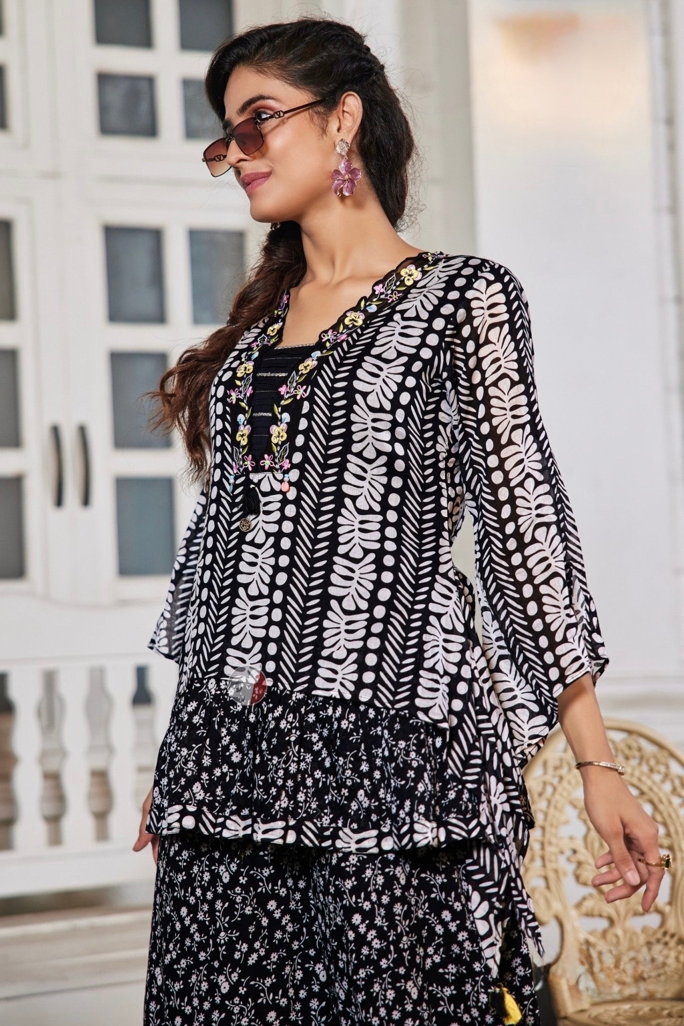 Designer Cotton Co-Ord Set for Women with 3D Embroidery and Tassel Detailing