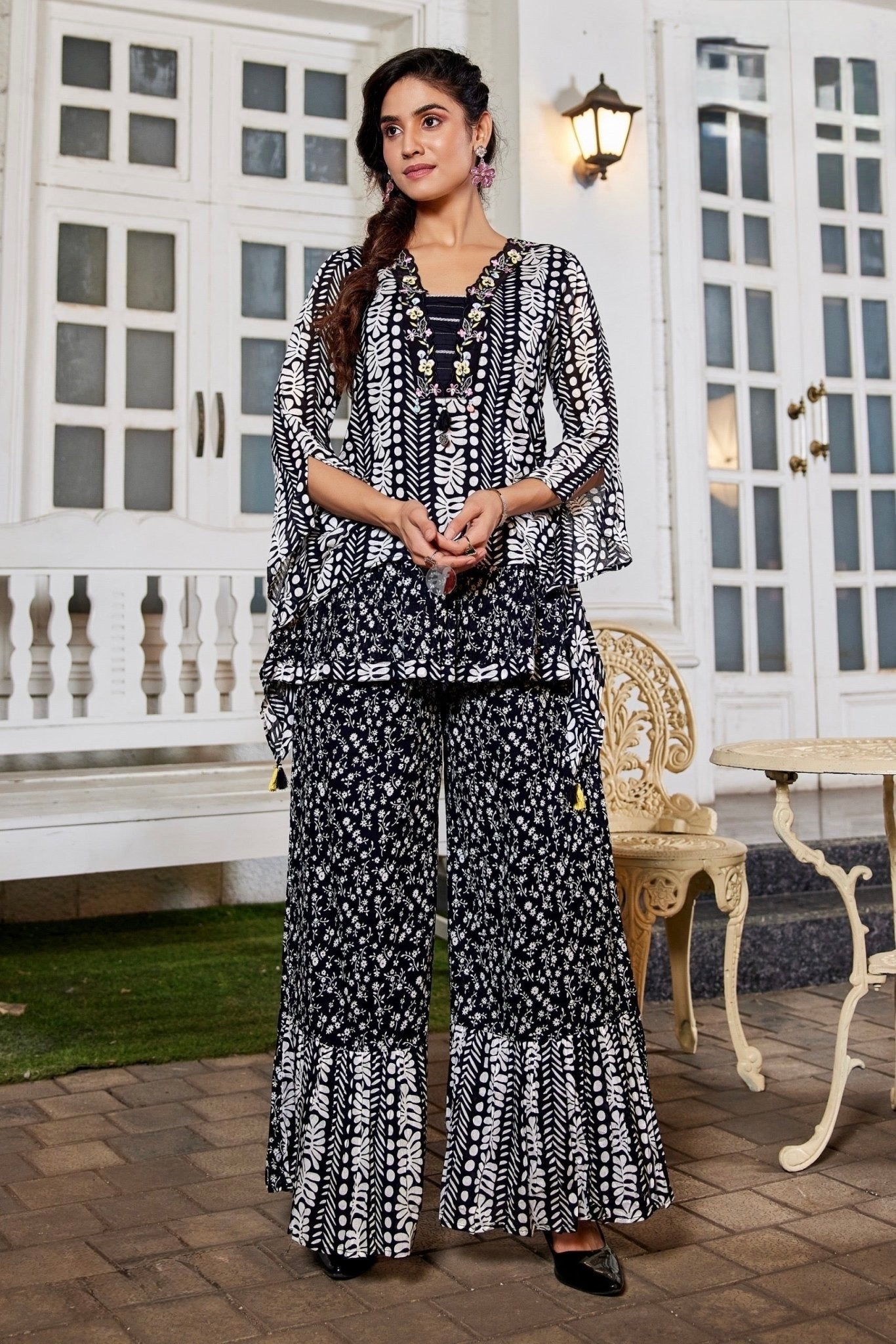 Designer Cotton Co-Ord Set for Women with 3D Embroidery and Tassel Detailing