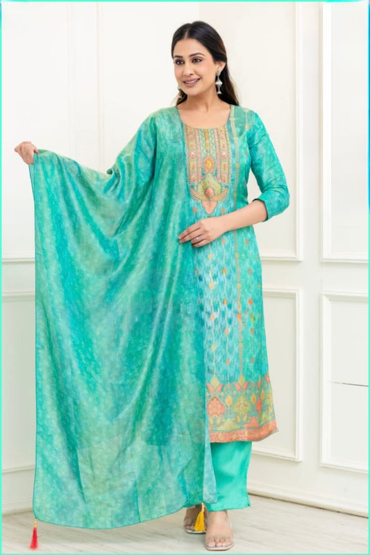 Banarasi Silk Suit Set with Beads and Sequence Work – Women’s Festive Wear