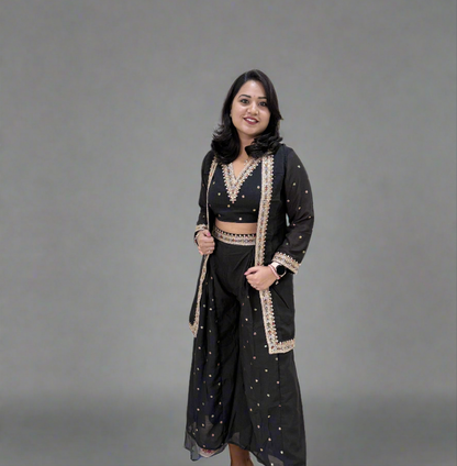 Vichitra Silk Ethnic 3-Piece Set with Embroidered Dupatta – Available in L and XL Sizes