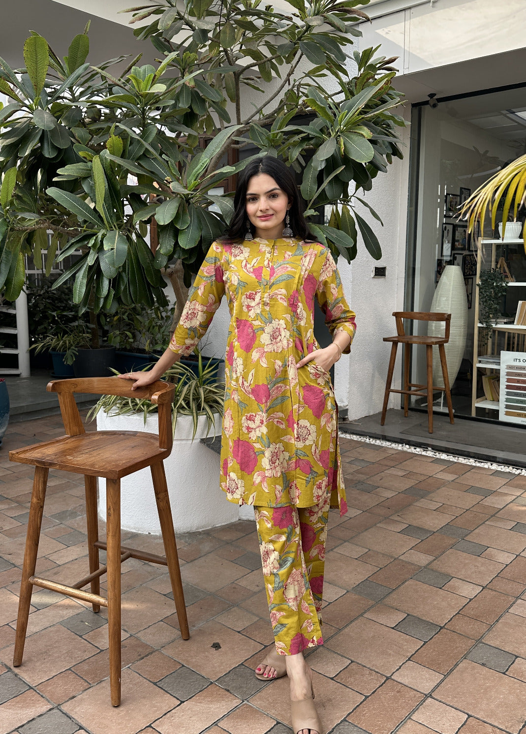 Pure Cambric Cotton Co-Ord Set with Pleated Top and Matching Bottom – Autumn Wear for Women (M to 3XL)