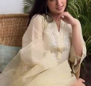 Chanderi Women’s ethnic suit set with kurta, pant, and dupatta