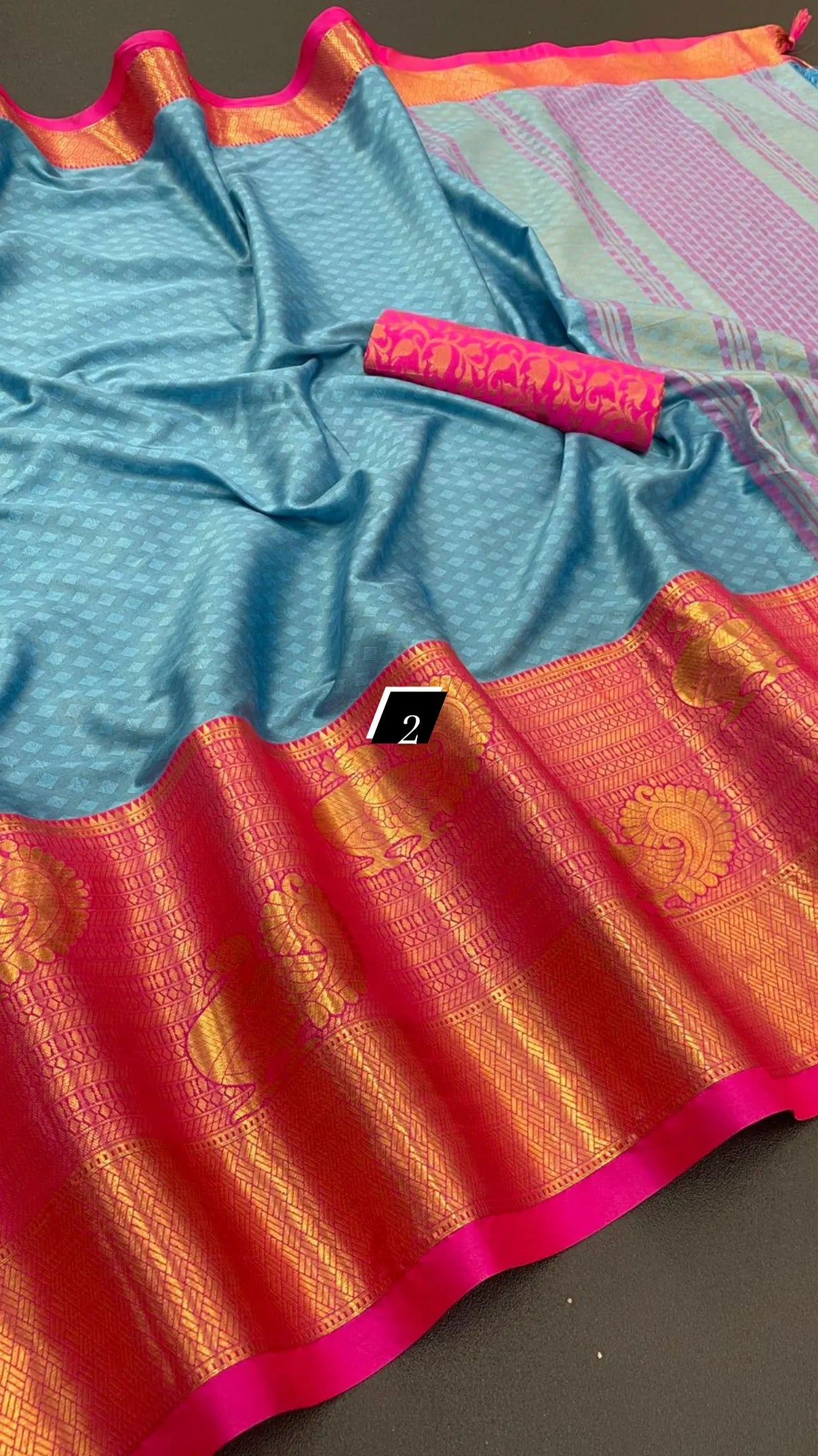 Pure Mercerised Cotton Silk Saree with Contrast Pallu and Matching Blouse Piece – Women’s Festive Wear