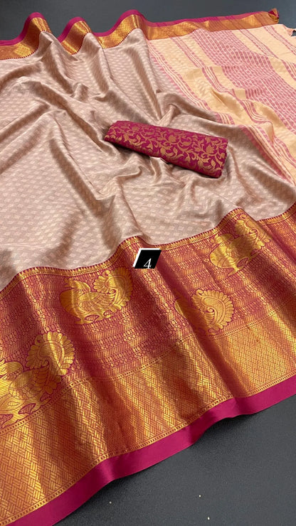 Pure Mercerised Cotton Silk Saree with Contrast Pallu and Matching Blouse Piece – Women’s Festive Wear