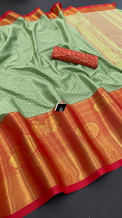 Pure Mercerised Cotton Silk Saree with Contrast Pallu and Matching Blouse Piece – Women’s Festive Wear