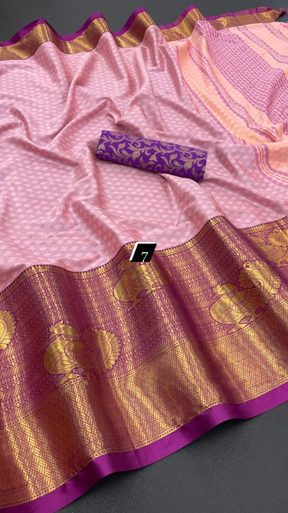 Pure Mercerised Cotton Silk Saree with Contrast Pallu and Matching Blouse Piece – Women’s Festive Wear