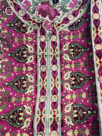 Pure Cotton 60x60 Voluminous Anarkali Suit Set with Hand Embroidery, Zari Weaving & Lace Dupatta – Sizes M & 2XL