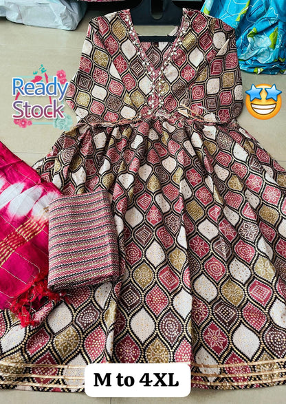 Heavy Cotton Printed Kurti Pant Dupatta Set for Women – Ethnic Wear in M to 4XL